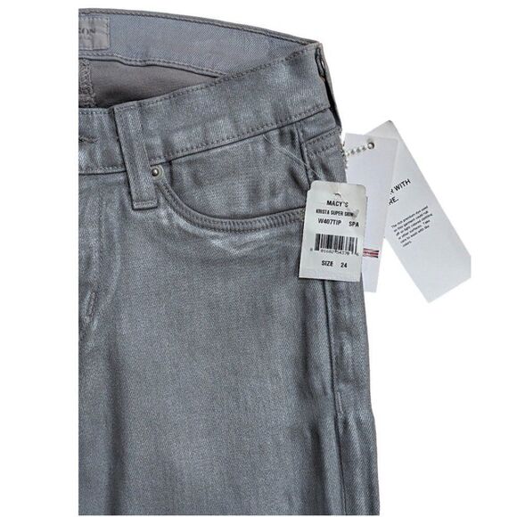 NWT HUDSON Krista Super Skinny Metallic Silver Jeans Womens Size 24 - Picture 6 of 8